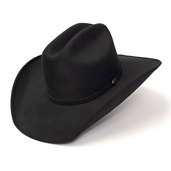Black Faux Suede Western Cattleman Hat with Horse Head Accent Hat Band