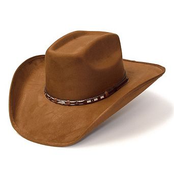 Burnt Sienna Faux Suede Western Wide Cattleman Hat with Leather Hat Band