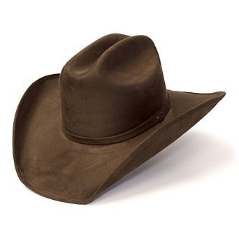 Brown Faux Suede Western Cattleman Hat with Horse Head Accent Hat Band
