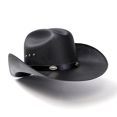 Black Straw Western Cattleman Hat with Silver Conchos