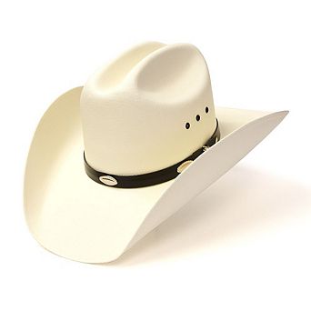 Natural Straw Western Cattleman Hat with Silver Concho Hat Band