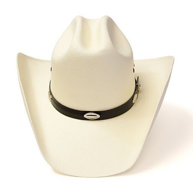 Natural Straw Western Cattleman Hat with Silver Concho Hat Band