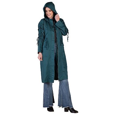 Women's Denim Tencel Hooded Long Anorak Jacket