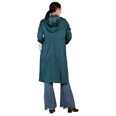 Women's Denim Tencel Hooded Long Anorak Jacket