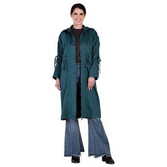 Women's Denim Tencel Hooded Long Anorak Jacket
