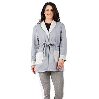 Women's Reverse Trim Shawl Collared Self-Tie Cardigan