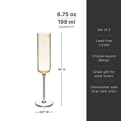 Laurel Crystal Champagne Flutes Set of 2