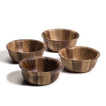 Acacia Wood Tulip Shape Individual Salad Bowl Set Of 4
