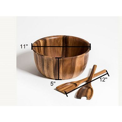 Acacia Wood Tulip Salad Bowl with Servers