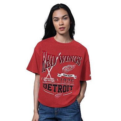 Women's Starter Heather Red Detroit Red Wings Oversized Hall of Fame T-Shirt