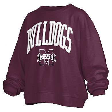 Women's Pressbox Maroon Mississippi State Bulldogs Janise Fleece Sweatshirt