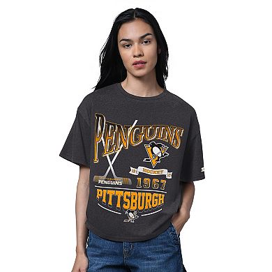 Women's Starter Heather Black Pittsburgh Penguins Oversized Hall of Fame T-Shirt