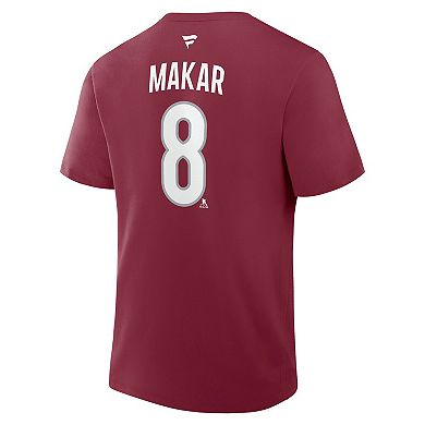 Men's Fanatics Cale Makar Burgundy Colorado Avalanche Authentic Stack Name & Number T-Shirt