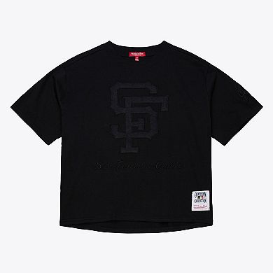 Women's Mitchell & Ness Black San Francisco Giants Cooperstown Collection Phantom Cropped T-Shirt