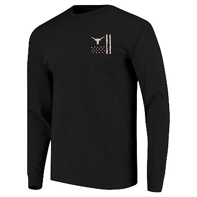 Men's Black Texas Longhorns OHT Camo Overlay Comfort Colors Long Sleeve T-Shirt