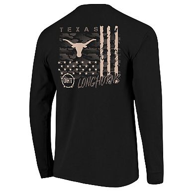 Men's Black Texas Longhorns OHT Camo Overlay Comfort Colors Long Sleeve T-Shirt