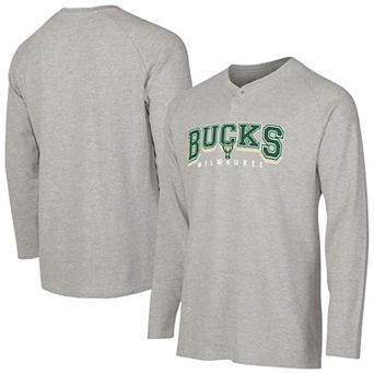 Men's Concepts Sport Gray Milwaukee Bucks Hawthorn Thermal Knit Long Sleeve Henley T-Shirt
