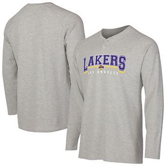 Men's Concepts Sport Gray Los Angeles Lakers Hawthorn Thermal Knit Long Sleeve Henley T-Shirt
