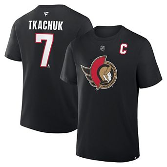 Men's Fanatics Brady Tkachuk Black Ottawa Senators Authentic Stack Name & Number T-Shirt