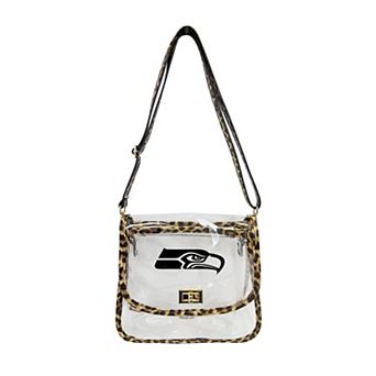 Logo Brands Seattle Seahawks Leopard Print Trim Clear Purse
