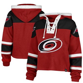 Women's '47 Red Carolina Hurricanes Cropped Lacer Hoodie