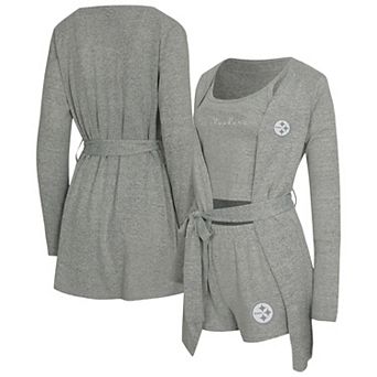 "Women's Concepts Sport Heather Gray Pittsburgh Steelers Rigor Tank, Short & Robe Set"