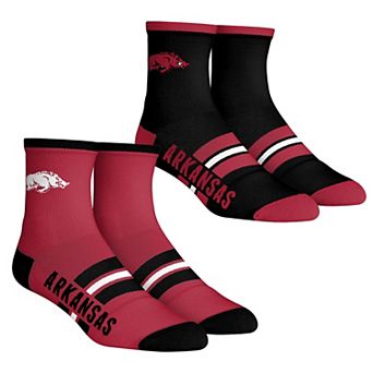 Unisex Rock Em Socks Arkansas Razorbacks 2-Pack Multi Stripe Quarter Socks Set