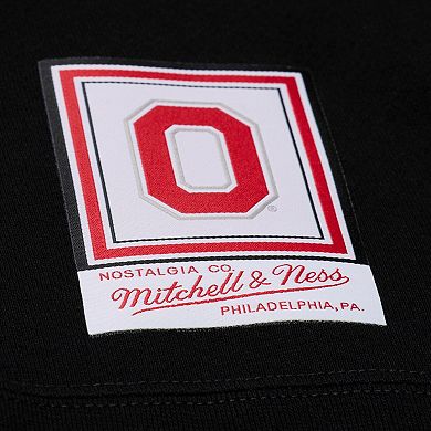 Men's Mitchell & Ness Black Ohio State Buckeyes Half Time Fleece Crewneck Sweatshirt