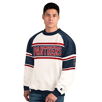 Men's Starter White Florida Panthers Defense Fleece Crewneck Sweatshirt
