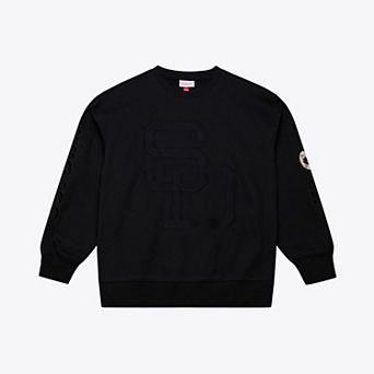 Men's Mitchell & Ness Black San Diego Padres Phantom Fleece Crewneck Sweatshirt