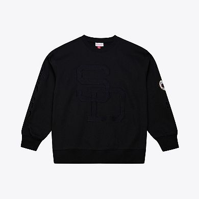 Men's Mitchell & Ness Black San Diego Padres Phantom Fleece Crewneck Sweatshirt