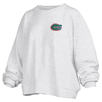 Women's Pressbox Oatmeal Florida Gators Waist Length Oversized Janise Melange Sweatshirt