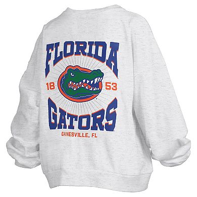 Women's Pressbox Oatmeal Florida Gators Waist Length Oversized Janise Melange Sweatshirt