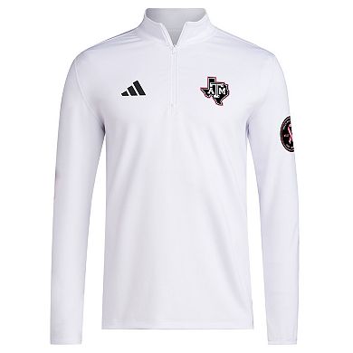 Men's adidas White Texas A&M Aggies Wear Pink Quarter-Zip Pullover