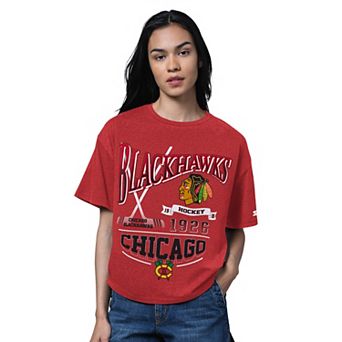 Women's Starter Heather Red Chicago Blackhawks Oversized Hall of Fame T-Shirt