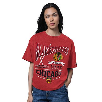 Women's Starter Heather Red Chicago Blackhawks Oversized Hall of Fame T-Shirt