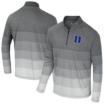 Men's Colosseum Gray Duke Blue Devils AI Striped Mesh Quarter-Zip Raglan Windshirt