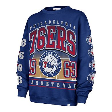 Women's '47 Royal Philadelphia 76ers Go Big Oversized Sweatshirt