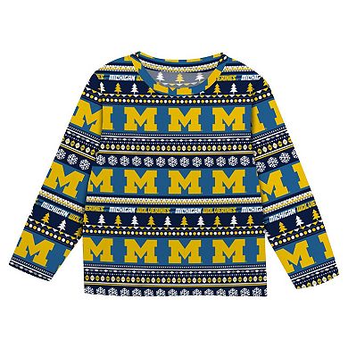 Youth Outerstuff Navy Michigan Wolverines Ugly Sweater Pajama Set