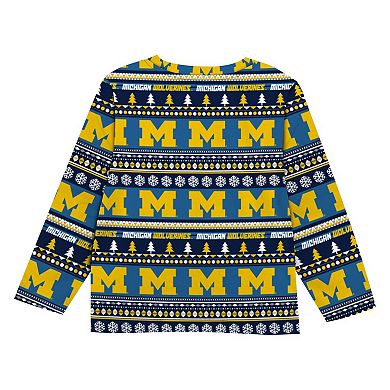 Youth Outerstuff Navy Michigan Wolverines Ugly Sweater Pajama Set