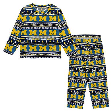 Youth Outerstuff Navy Michigan Wolverines Ugly Sweater Pajama Set