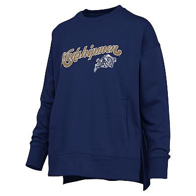 Women's Pressbox Navy Navy Midshipmen Bonanza Chenille Harper Script Sweatshirt