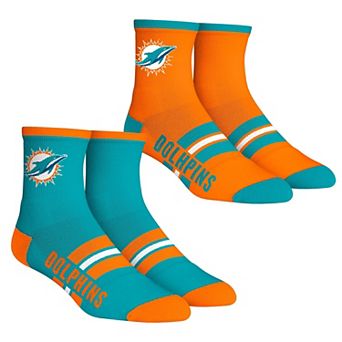 Unisex Rock Em Socks Miami Dolphins 2-Pack Multi Stripe Quarter Socks Set