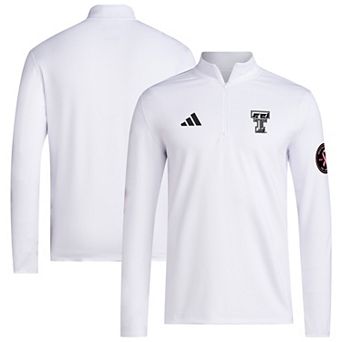 Men's adidas White Texas Tech Red Raiders Wear Pink Quarter-Zip Pullover