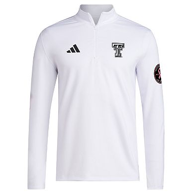 Men's adidas White Texas Tech Red Raiders Wear Pink Quarter-Zip Pullover