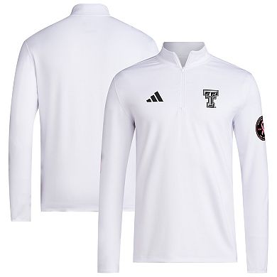 Men's adidas White Texas Tech Red Raiders Wear Pink Quarter-Zip Pullover