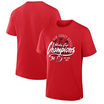 Men's Fanatics Red New Jersey Devils 3x Stanley Cup Champions T-Shirt