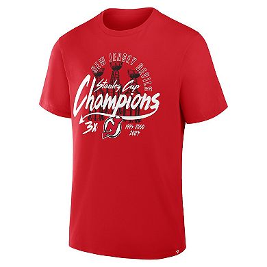 Men's Fanatics Red New Jersey Devils 3x Stanley Cup Champions T-Shirt