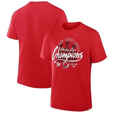 Men's Fanatics Red New Jersey Devils 3x Stanley Cup Champions T-Shirt