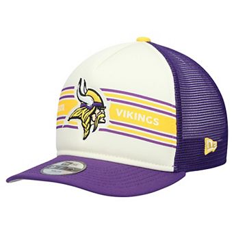 Youth New Era Cream/Purple Minnesota Vikings Banner 9FIFTY A-Frame Adjustable Trucker Hat